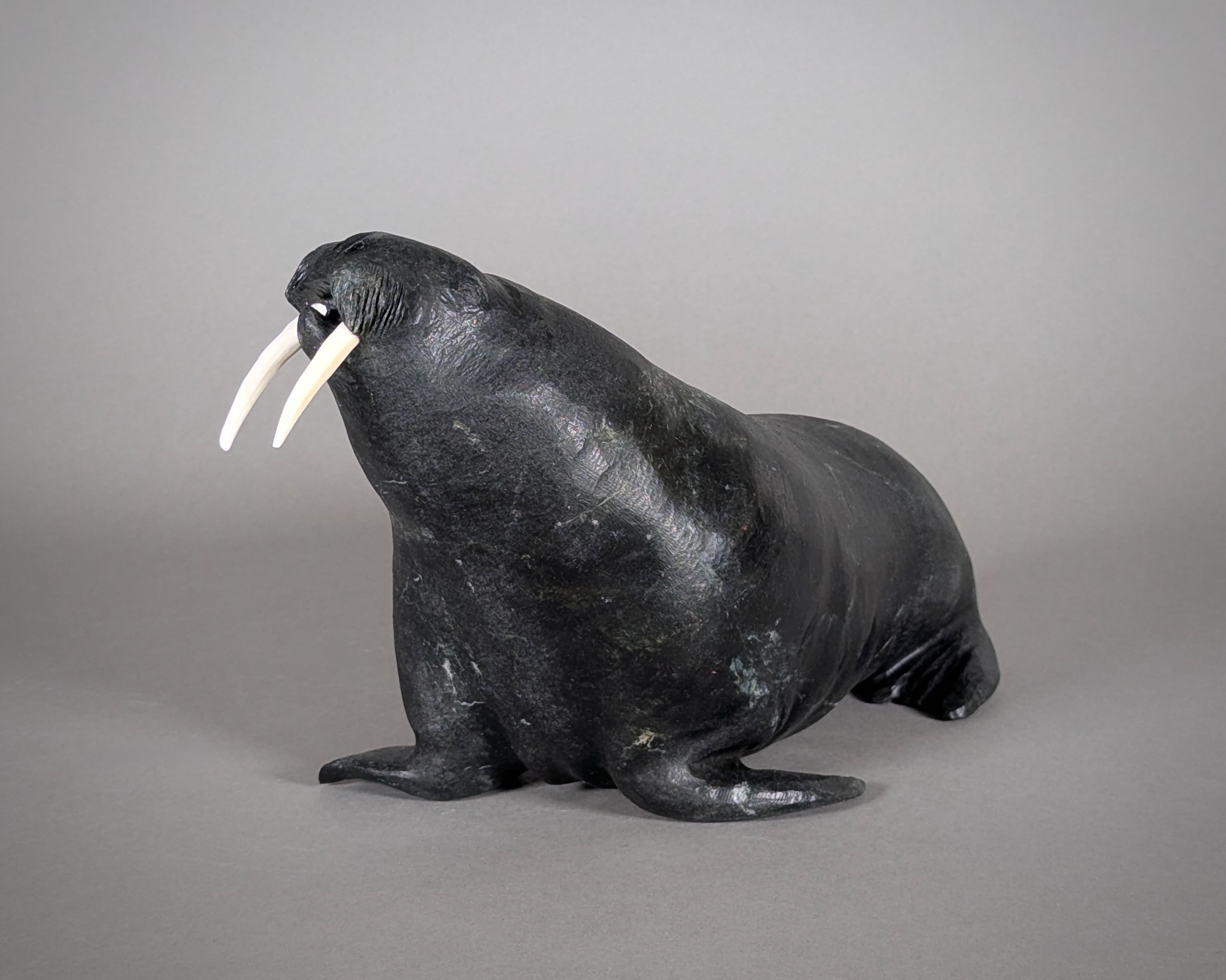 Paul Malliki Male Walrus Sculpture Inuit Art Canada