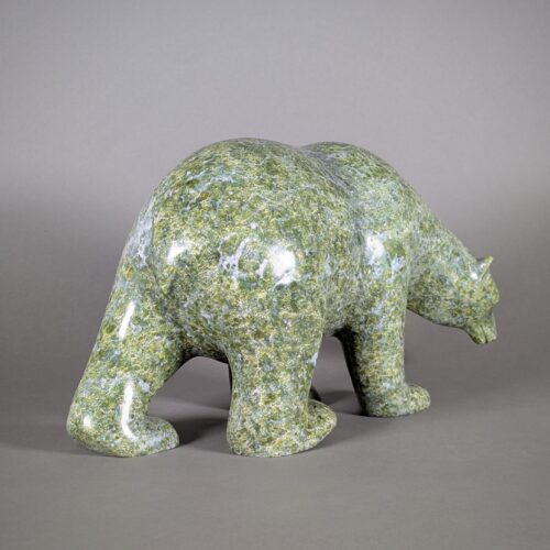 Walking Polar Bear Sculpture in Serpentinite by Inuit Artist Ashevak Adla