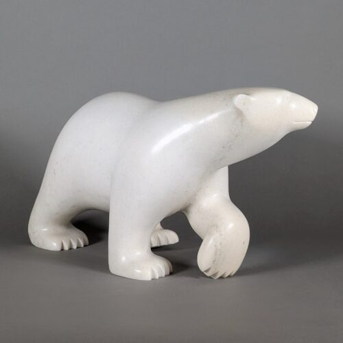 Walking polar bear sculpture by inuit artist Ashevask Adla