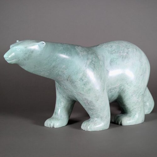 Walking polar bear sculpture by inuit artist Ashevask Adla