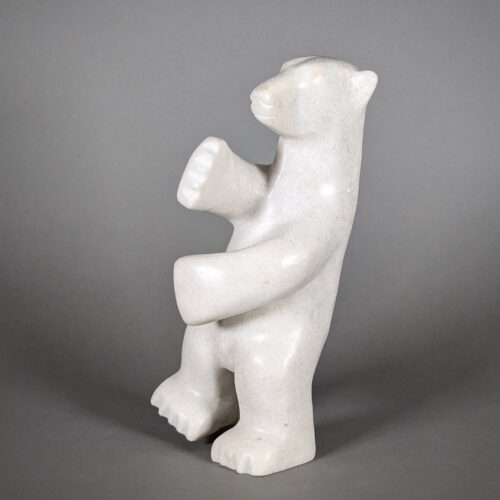 Dancing Polar Bear in Marble Inuit Sculpture Kooyoo Peter